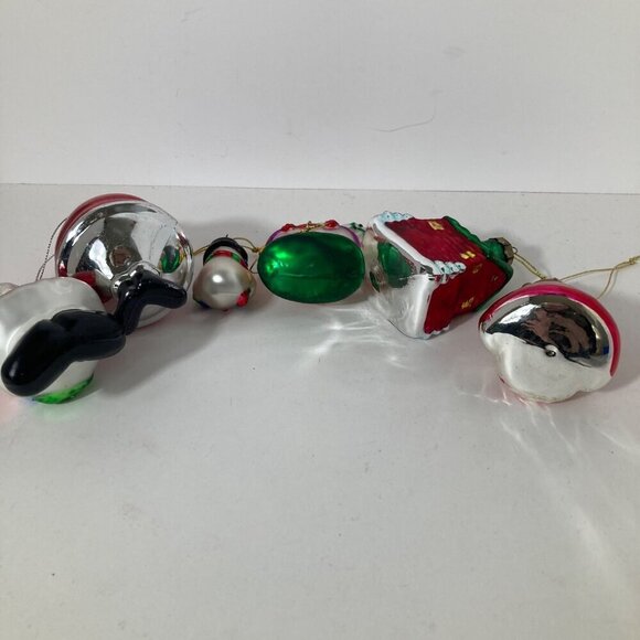 6 Vintage Blown Glass‎ Christmas Ornaments Santa Snowman House Bear Horse 2 - 4" - Picture 7 of 7